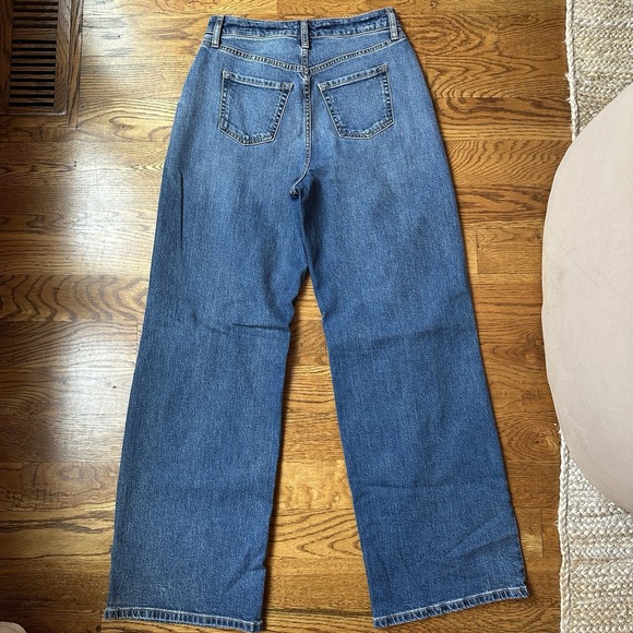 Women's Wild Fable Baggy Jeans 4 High Rise Medium Wash Distressed Ripped Denim - Picture 2 of 4